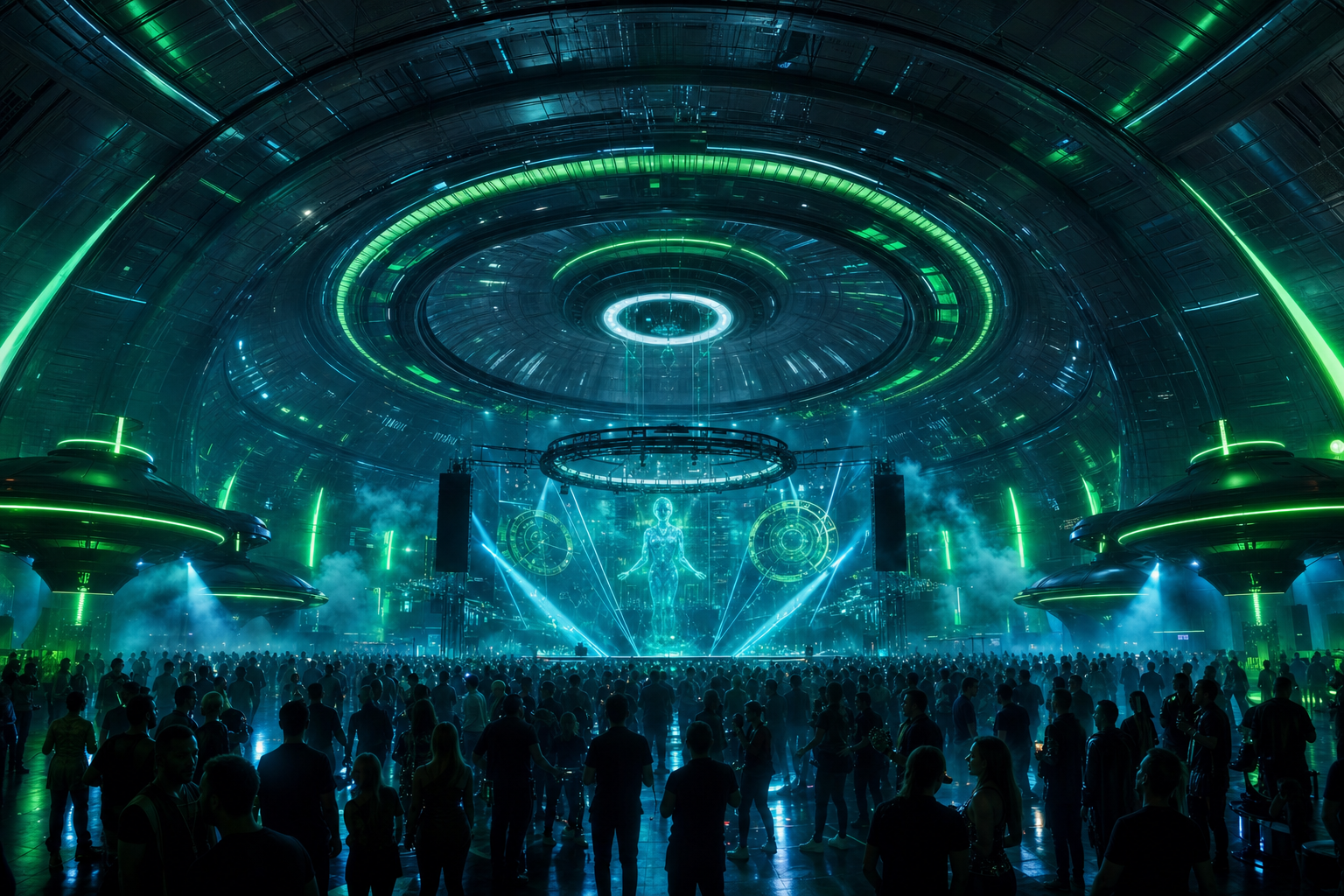 Dome event hall set up for a large party