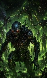 Infected creature glowing with toxic green energy